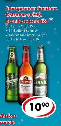 Staropramen Smíchov, Ostravar světlý, Braník Jedenáctka
