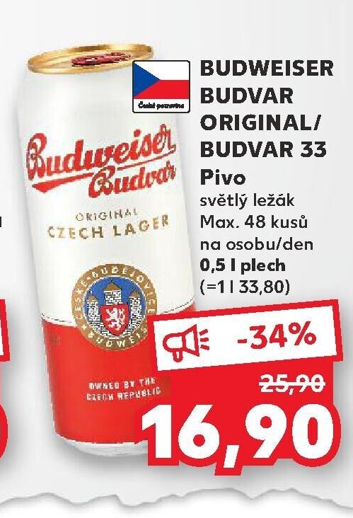 BUDWEISER BUDVAR ORIGINAL/BUDVAR 33 Pivo