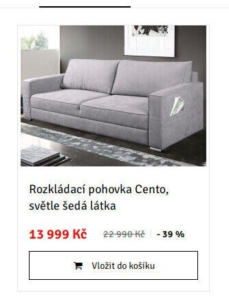 Rozkládací pohovka Cento, světle šedá látka - ASKO akcniletaky.com