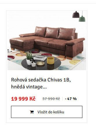 Rohová sedačka Chivas 1B, hnědá vintage... - ASKO akcniletaky.com