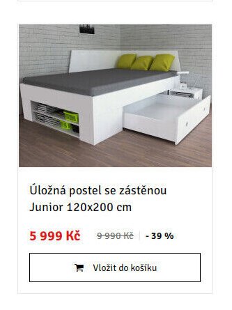 Úložná postel se zástěnou Junior 120x200 cm - ASKO akcniletaky.com