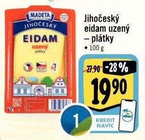 Sýr Eidam uzený 44% Jihočeský Madeta