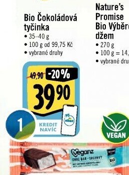 Čokoládová tyčinka bio Veganz