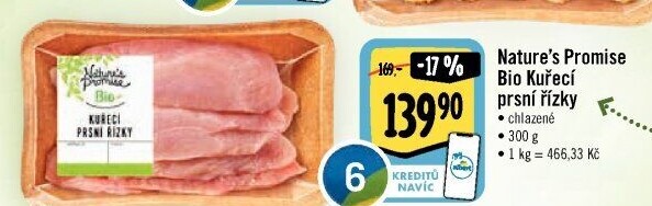 Kuřecí prsní řízky bio Nature'