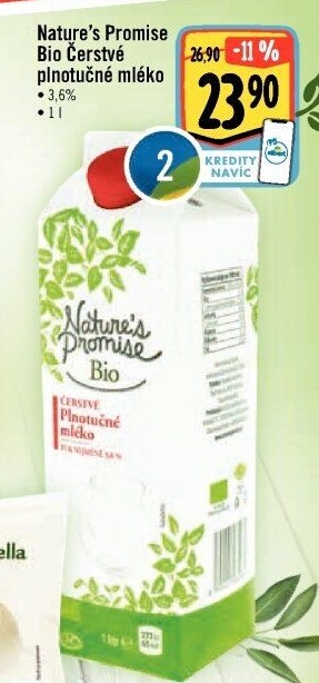 Mléko čerstvé bio Nature'