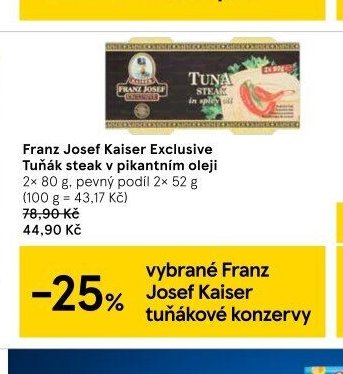Franz Josef Kaiser Exclusive Tuňák steak v pikantním oleji