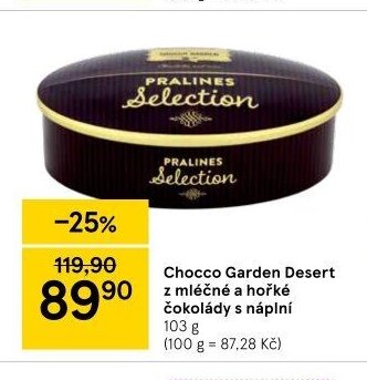Chocco Garden Desert z mléčné a hořké čokolády s náplní