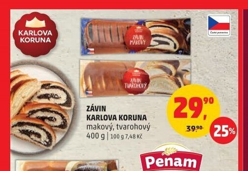 ZÁVIN KARLOVA KORUNA makový, tvarohový