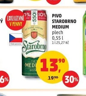 Pivo Starobrno Medium plech