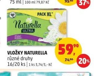 VLOŽKY NATURELLA různé druhy 16/20 ks