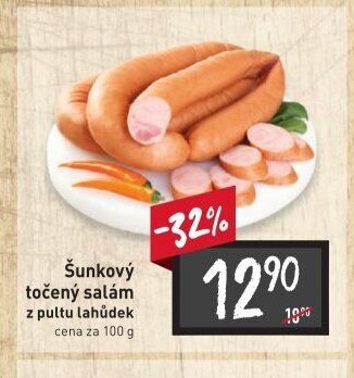 Šunkový točený salám z pultu lahůdek