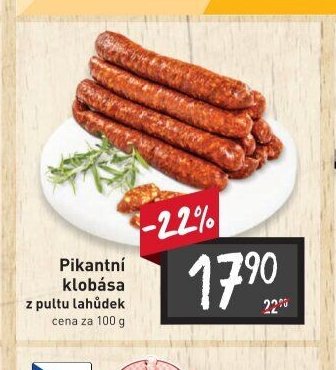 Pikantní klobása z pultu lahůdek