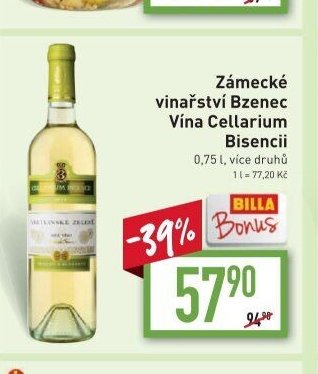 Zámecké vinařství Bzenec Vína Cellarium Bisencii