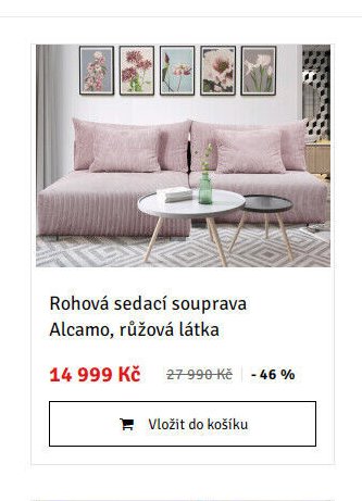Rohová sedací souprava Alcamo, růžová látka - ASKO akcniletaky.com