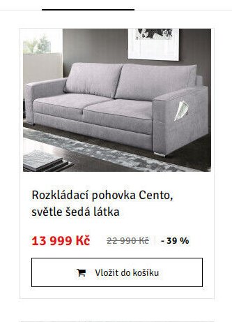 Rozkládací pohovka Cento, světle šedá látka - ASKO akcniletaky.com