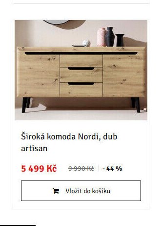 Široká komoda Nordi, dub artisan - ASKO akcniletaky.com