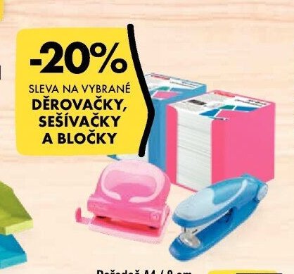 Sleva na vybrané děrovačky, sešívačky a bločky