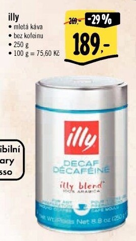 Mletá káva bez kofeinu Illy