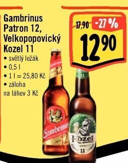 Pivo světlý ležák 12° Patron Gambrinus