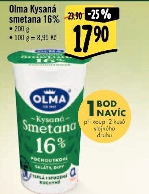 Smetana zakysaná Olma 16%