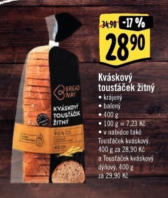 Toustový chléb kváskový žitný Breadway
