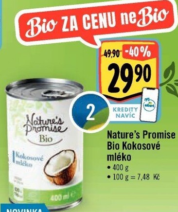 Kokosové mléko bio Nature'