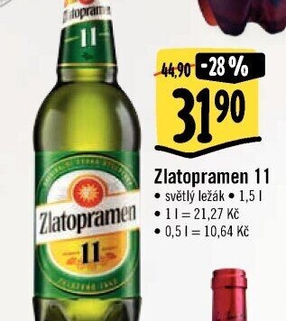 Pivo světlý ležák 11° Zlatopramen