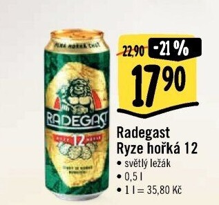 Pivo světlý ležák 12° Ryze hořká Radegast