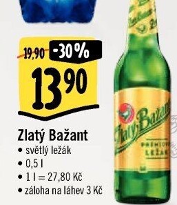 Pivo světlý ležák 12° Zlatý Bažant