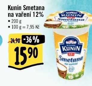Smetana na vaření Kunín 12%