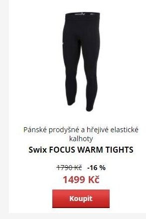 Pánské prodyšné a hřejivé elastické kalhoty Swix FOCUS WARM TIGHTS