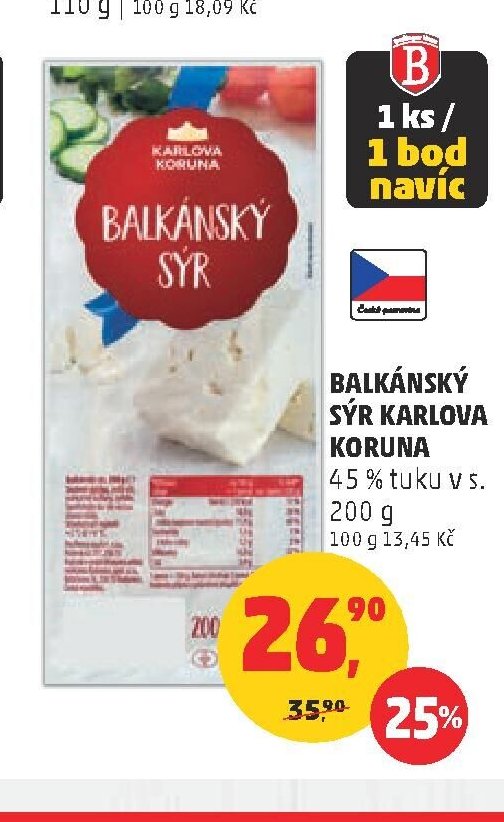 Balkánský sýr Karlova Koruna
