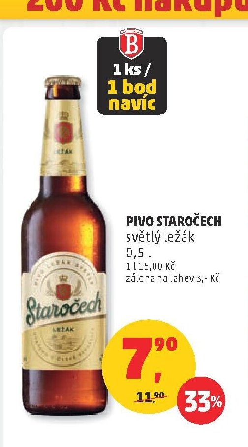 Pivo Staročech světlý ležák 0,5 l