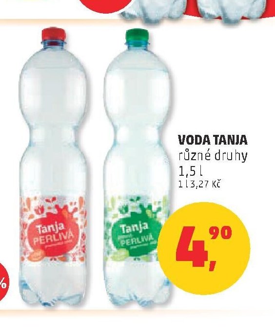 Voda Tanja různé druhy 1,5 l