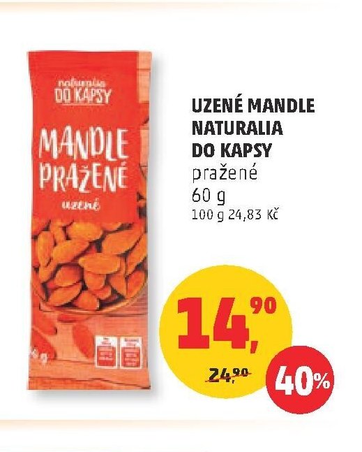 Uzené mandle Naturalia do kapsy 60 g