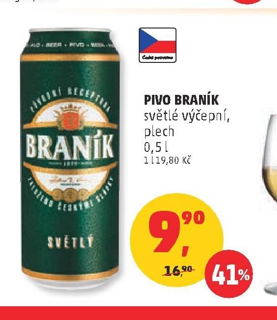 Pivo Braník světlé výčepní 0,5 l