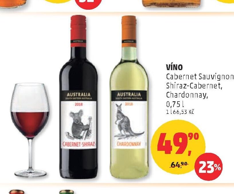 Víno Cabernet Sauvignon, Shiraz-Cabernet, Chardonnay