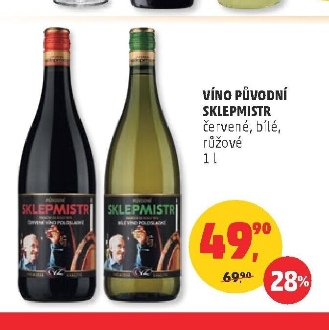 Víno původní Sklepmistr červené, bílé, růžové