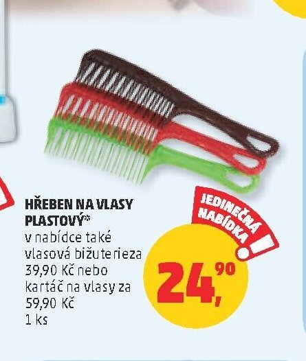 Hřeben na vlasy plastový