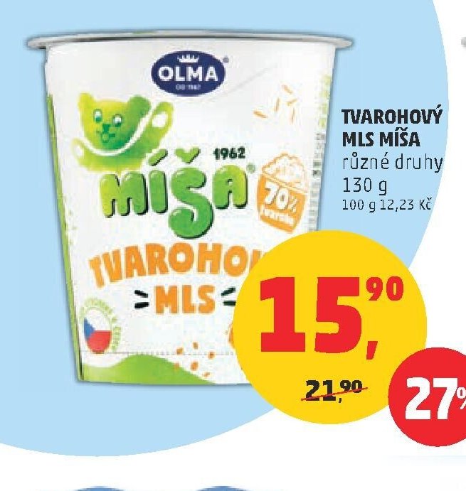 Tvarohový mls Míša různé druhy