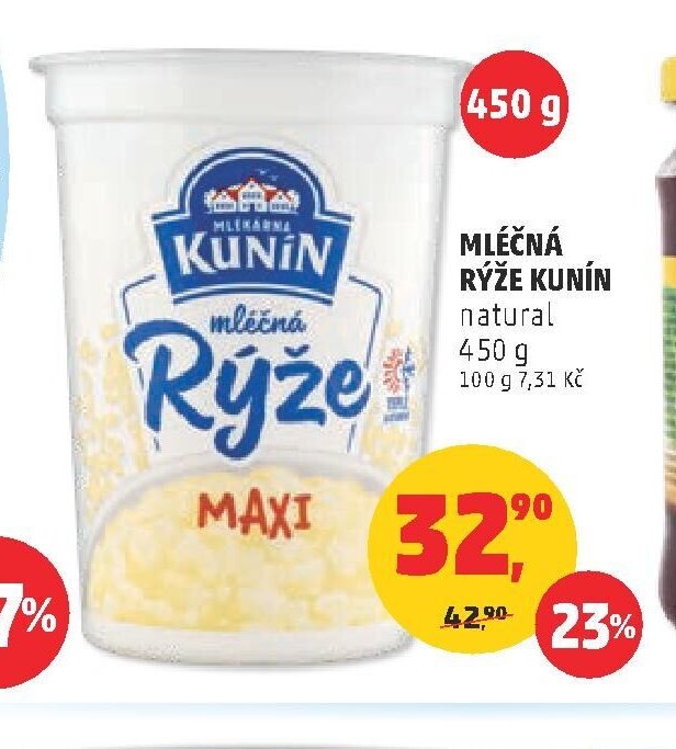 Mléčná rýže Kunín natural