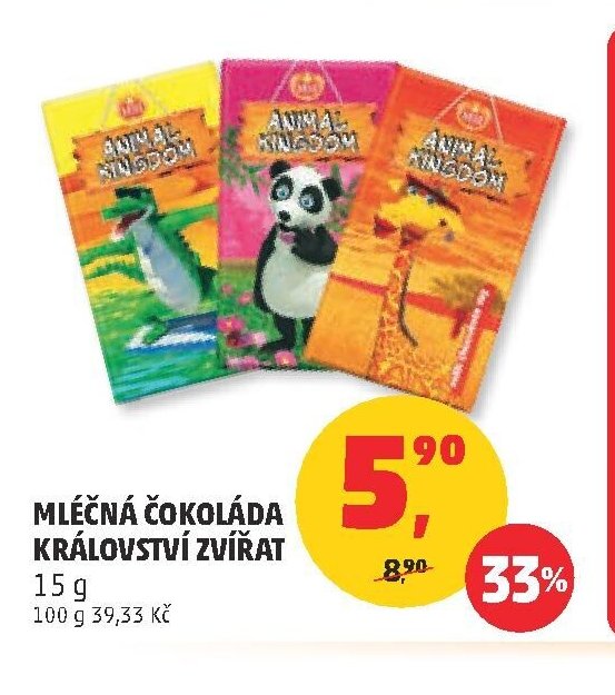 Mléčná čokoláda Království zvířat