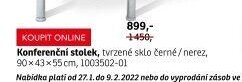 Konferenční stolek, tvrzené sklo černé/nerez - ASKO akcniletaky.com