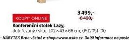 Konferenční stolek Lazy, dub řezaný/sklo - ASKO akcniletaky.com