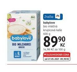 babylove bio mléčná krupicová kaše