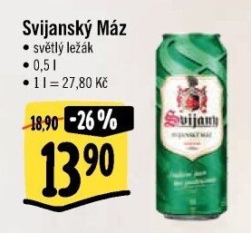 Pivo světlý ležák 11° Svijanský Máz Svijany