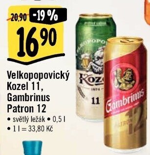 Pivo světlý ležák 12° Patron Gambrinus