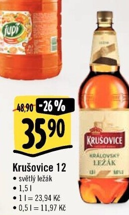 Pivo světlý ležák Královská 12° Krušovice