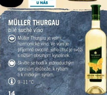Víno Müller Thurgau Motýl Víno Mikulov