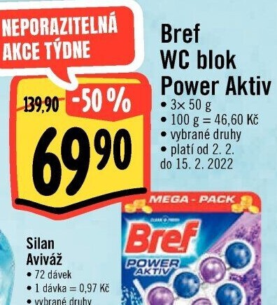WC blok tuhý Power Aktiv Bref